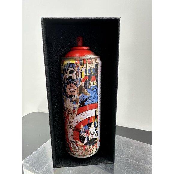 Mr Brainwash Spray Can -Captain America (Red) Signed and Numbered 17 Of 150 - Picture 3 of 12